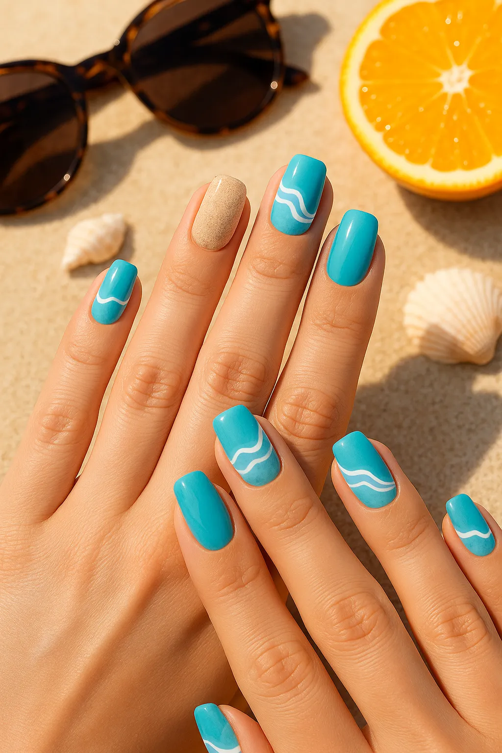 Summer vacation nail designs 2025 - tropical florals, sunset ombré, beach themed nail art