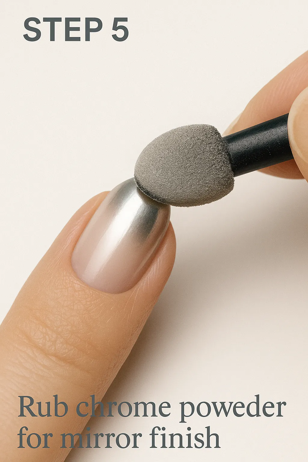 Step 5 – Rub chrome powder for mirror finish